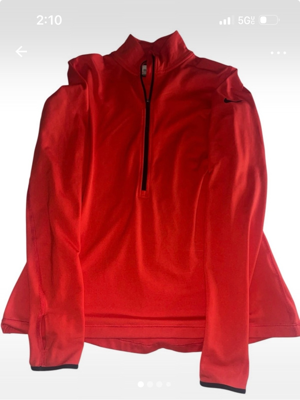 Women’s Nike Red dry fit Top with Black Swoosh. Size L